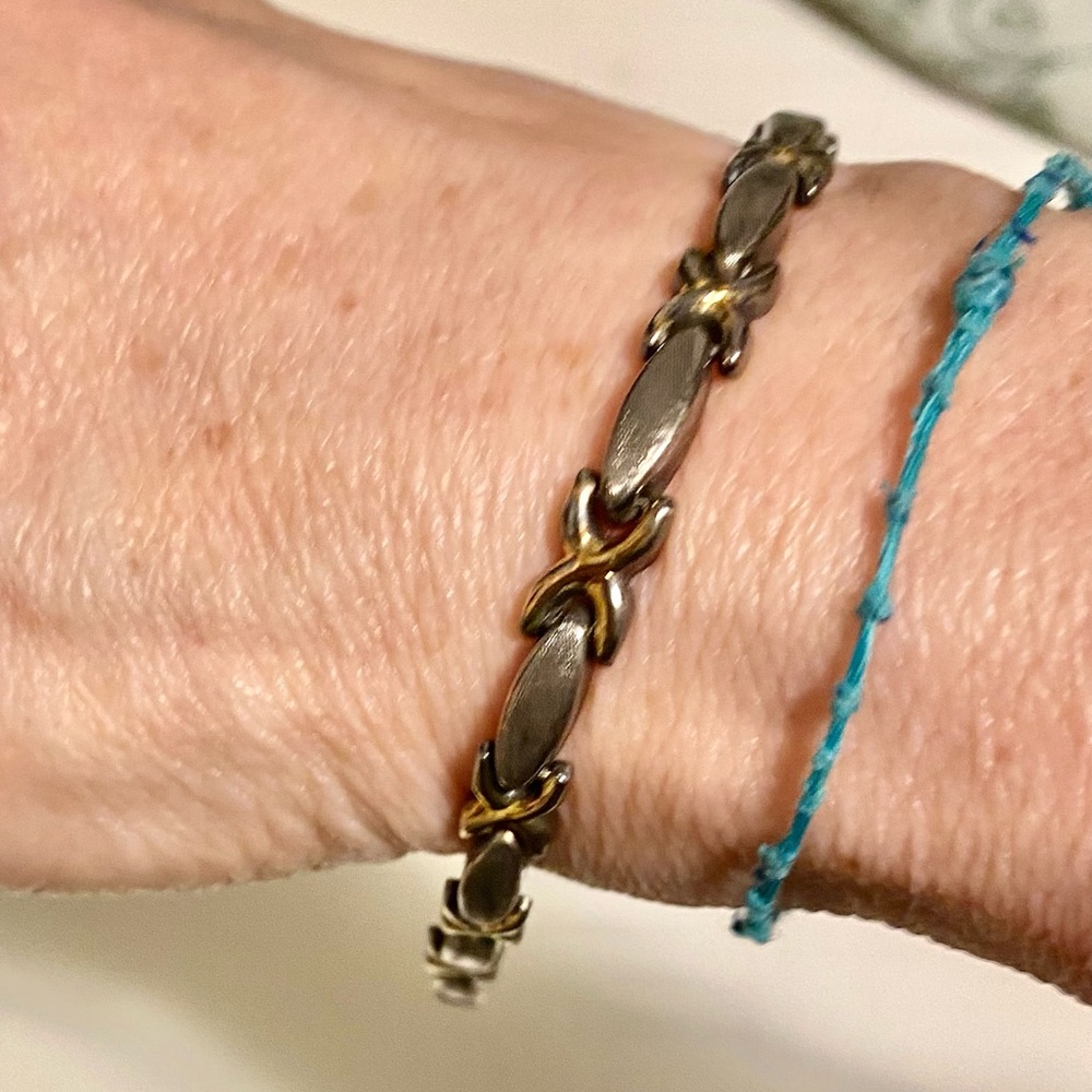 Vintage ITALY 925 Silver two tone Braided Bracelet 7”